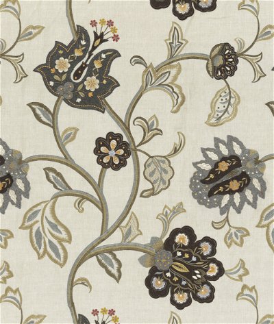 Mulberry Floral Fantasy Woodsmoke Fabric