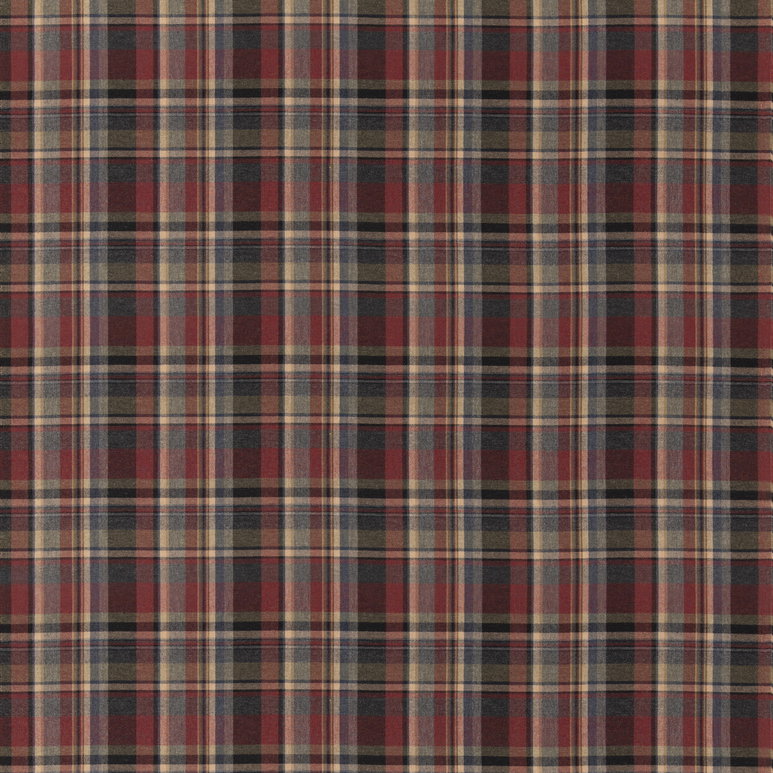 Mulberry Lindisfarne Plaid Charcoal/Red Fabric