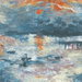 Seabrook Designs Nautical Sunset Denim & Burnt Orange Wallpaper