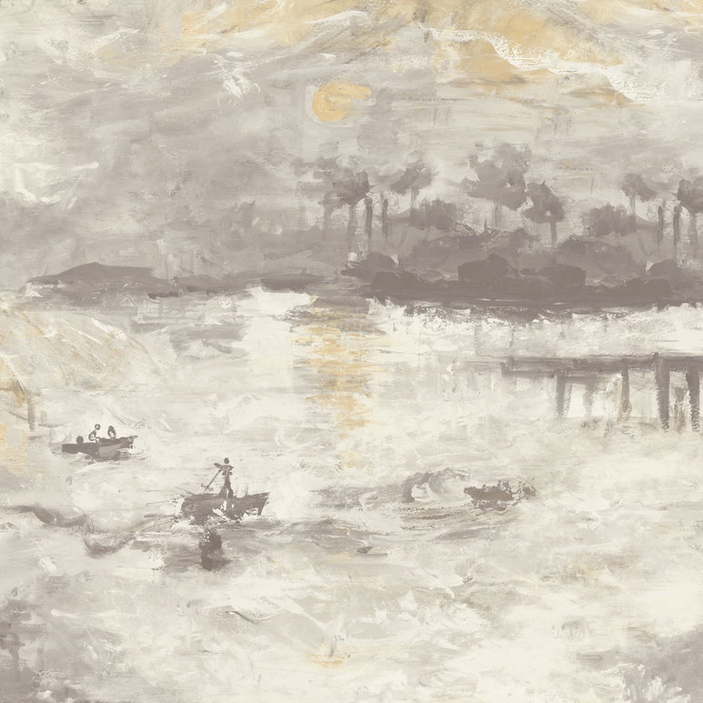 Seabrook Designs Nautical Sunset Charcoal &amp; Pearl Wallpaper