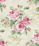 Seabrook Designs Rose Bouquet Metallic Ivory & Blush Wallpaper