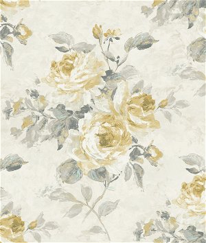 Seabrook Designs Rose Bouquet Metallic Gold & Grey Wallpaper