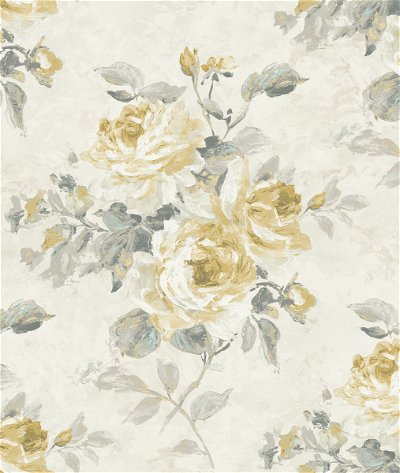 Seabrook Designs Rose Bouquet Metallic Gold & Grey Wallpaper