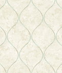 Seabrook Designs Ogee Metallic Teal & Greige Wallpaper