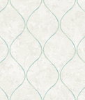 Seabrook Designs Ogee Gray & Aqua Wallpaper