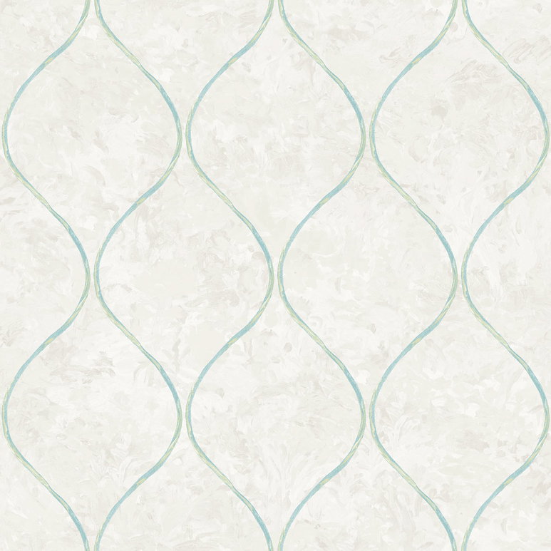 Seabrook Designs Ogee Gray &amp; Aqua Wallpaper