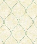 Seabrook Designs Ogee Tan & Turquoise Wallpaper