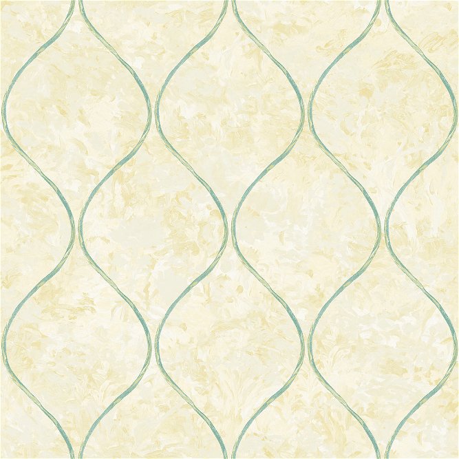 Seabrook Designs Ogee Tan &amp; Turquoise Wallpaper