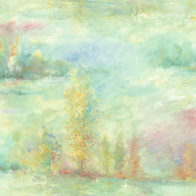 Seabrook Designs Tree Line Metallic Teal &amp; Gold Wallpaper image 1 of 2