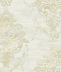 Seabrook Designs Damask Metallic Cream & Tan Wallpaper