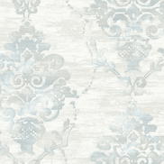 Seabrook Designs Damask Metallic Pearl & Powder Blue Wallpaper