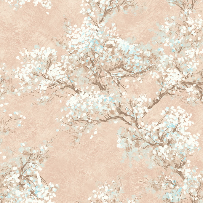 Seabrook Designs Cherry Blossoms Blush &amp; White Wallpaper image 1 of 2