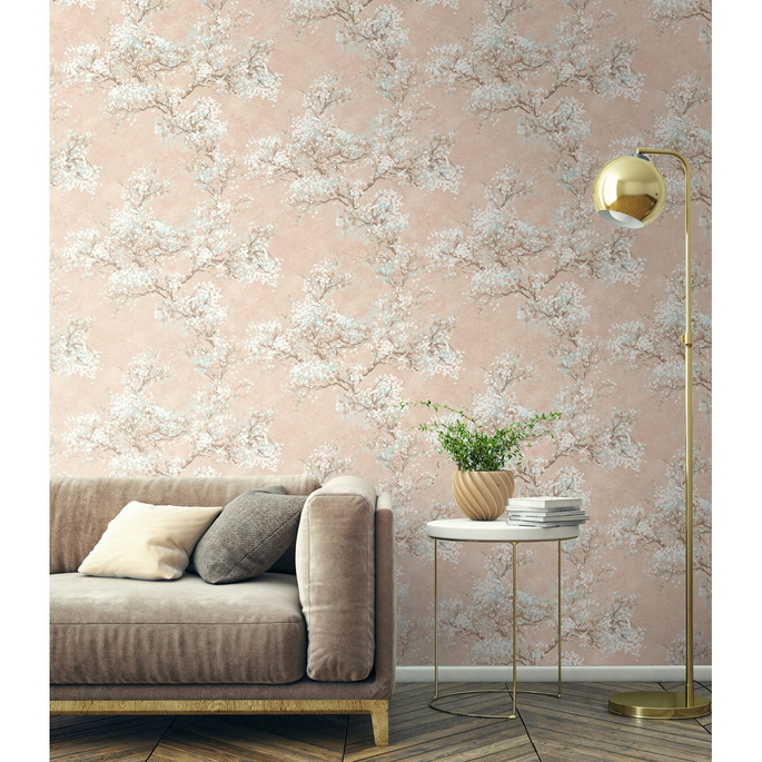 Seabrook Designs Cherry Blossoms Blush &amp; White Wallpaper image 2 of 2
