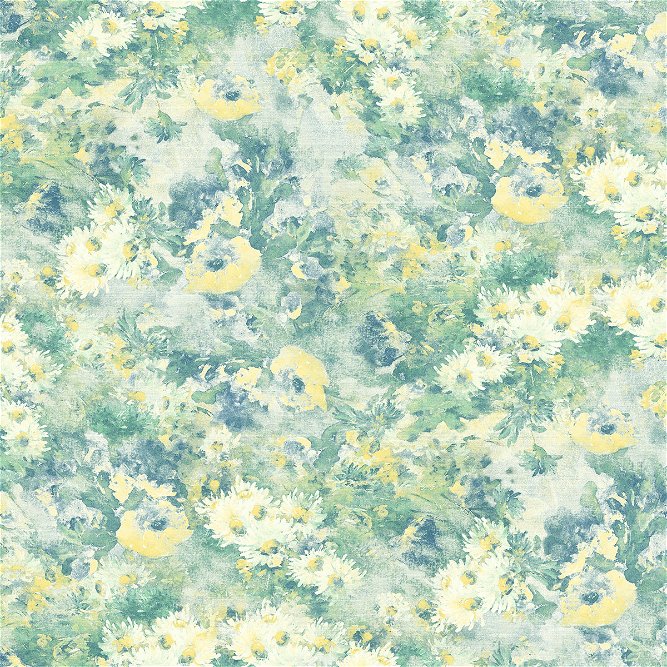 Seabrook Designs Daisy Yellow &amp; Teal Wallpaper
