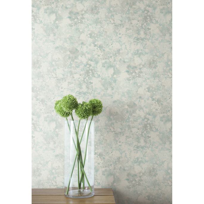 Seabrook Designs Waterdrop Floral Metallic Sky Blue Wallpaper image 2 of 2