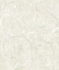 Seabrook Designs Scroll Metallic Baby Blue & Grey Wallpaper