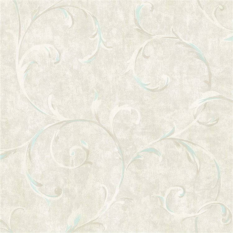 Seabrook Designs Scroll Metallic Baby Blue & Grey Wallpaper