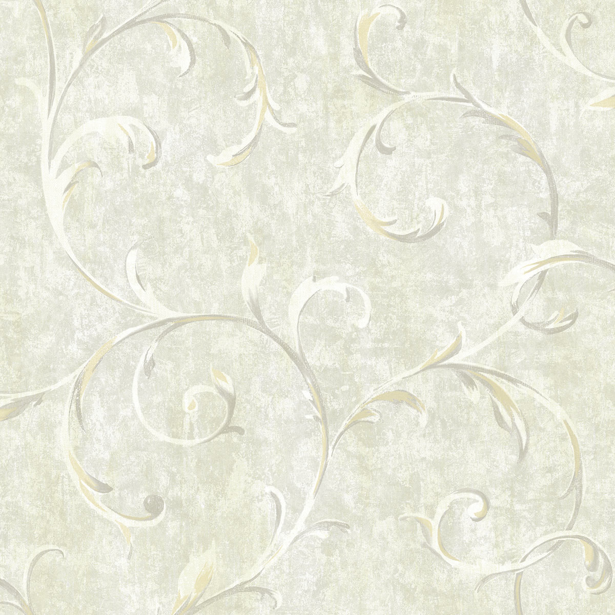 Seabrook Designs Scroll Metallic Gold & Grey Wallpaper | OnlineFabricStore