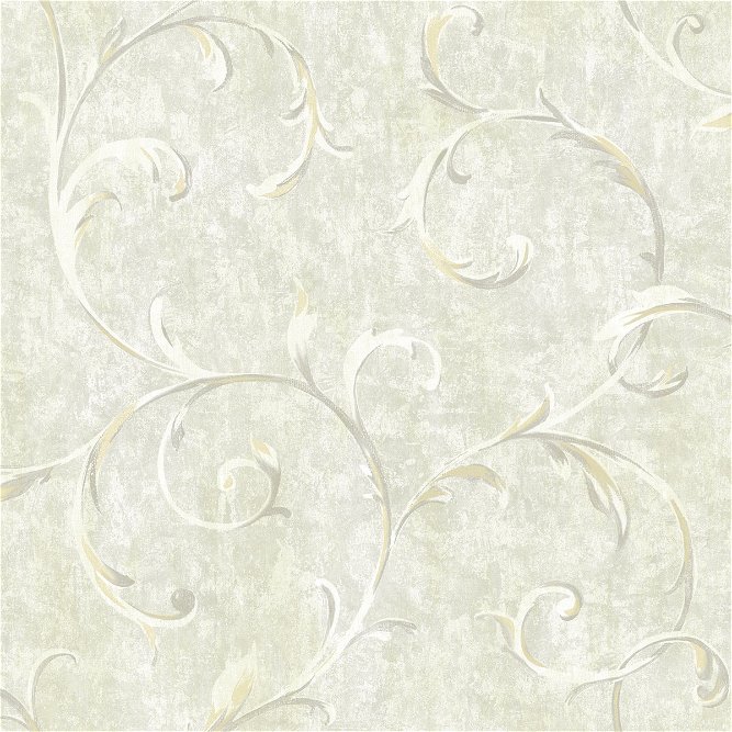 Seabrook Designs Scroll Metallic Gold &amp; Grey Wallpaper