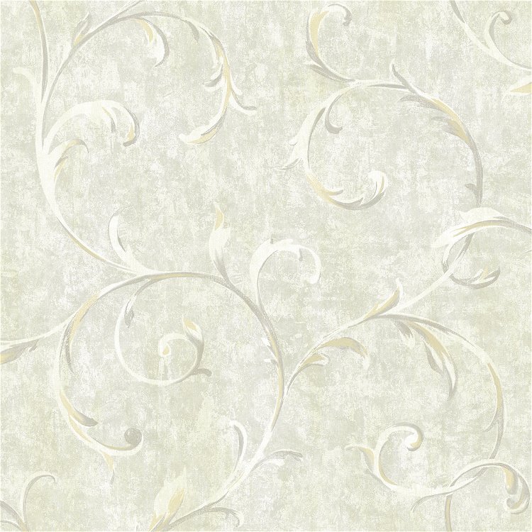 Seabrook Designs Scroll Metallic Gold & Grey Wallpaper