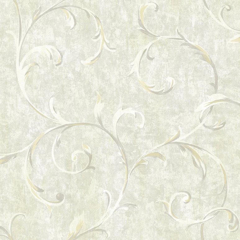 Seabrook Designs Scroll Metallic Gold &amp; Grey Wallpaper