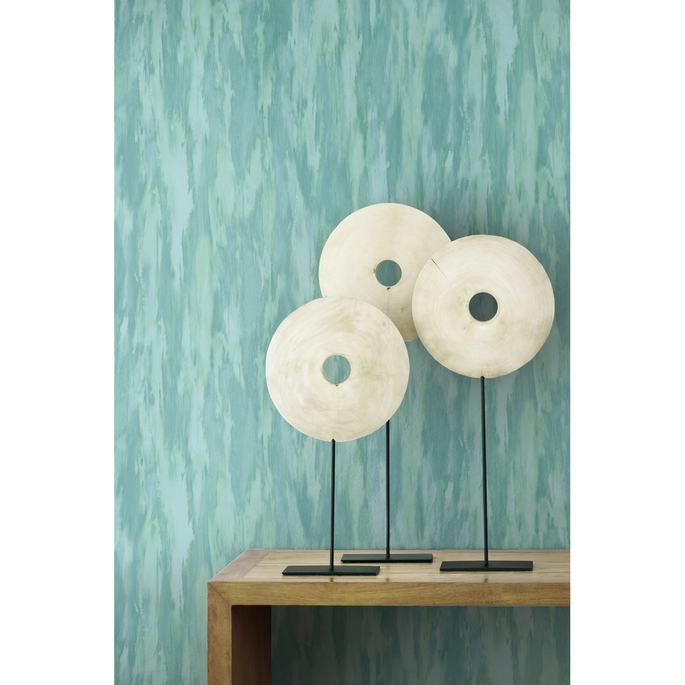 Seabrook Designs Stria Metallic Turquoise &amp; Aqua Wallpaper image 2 of 2