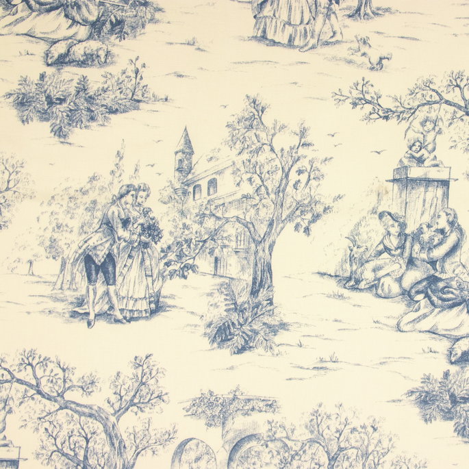 Stof Galantrie Bleu Fabric image 3 of 4