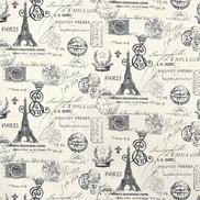 Premier Prints French Stamp Onyx/Natural Canvas Fabric
