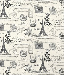 Premier Prints French Stamp Onyx/Natural Canvas