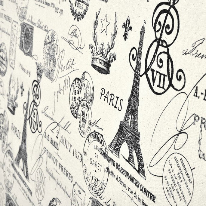Premier Prints French Stamp Onyx/Natural Canvas Fabric image 5 of 5