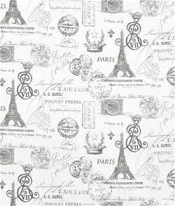 Premier Prints French Stamp Sherbet/Gray Twill