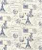 Premier Prints French Stamp Sunshine/Navy Natural Fabric