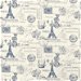Premier Prints French Stamp Sunshine/Navy Natural Fabric thumbnail image 1 of 5