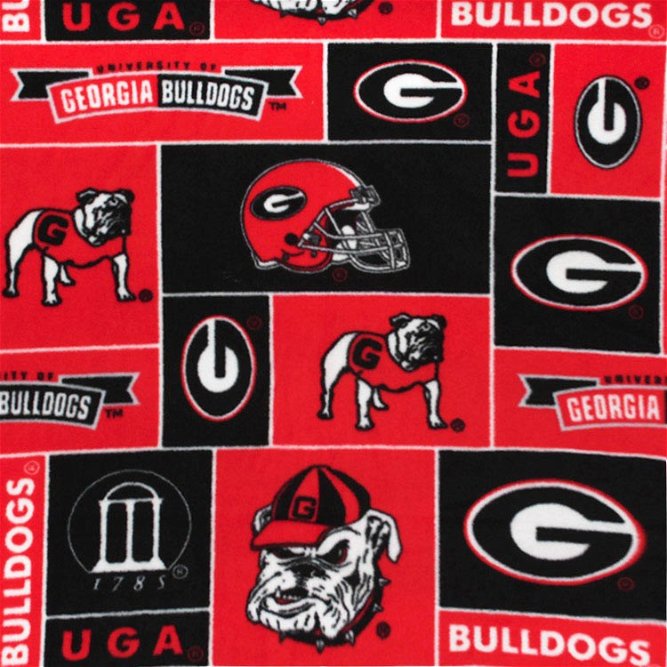 Georgia Bulldogs Allover NCAA Fleece Fabric