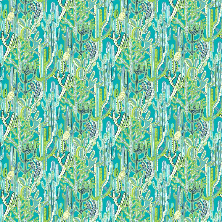 Gastón y Daniela Cactus Azul/Verde Fabric