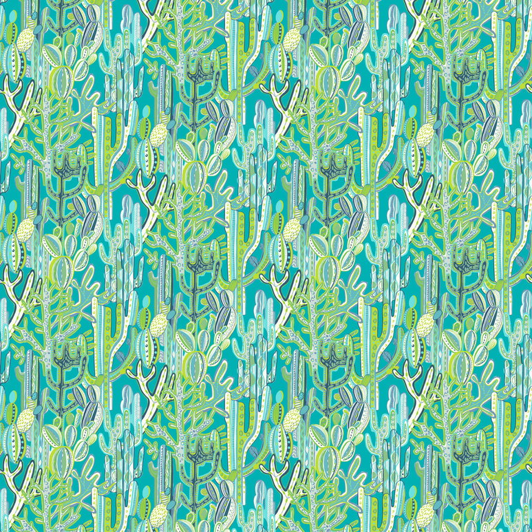 Gastón y Daniela Cactus Azul/Verde Fabric