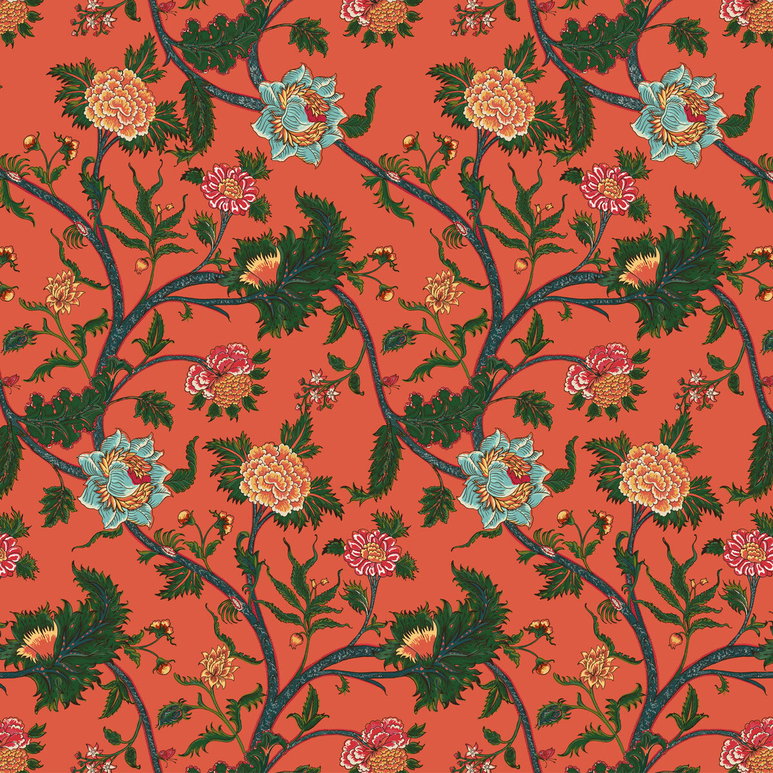 Gastón y Daniela Palampore Coral Fabric