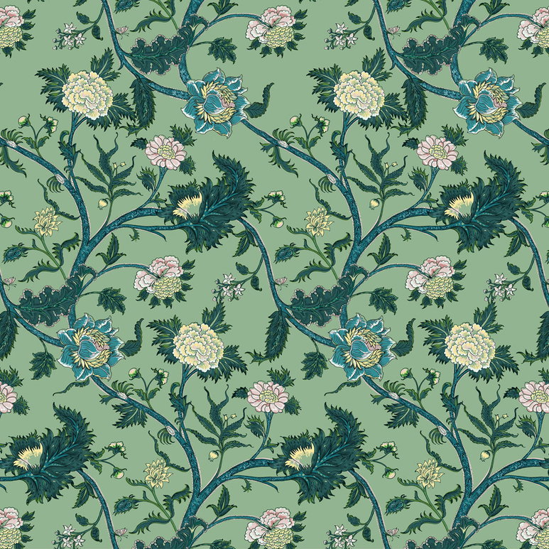 Gastón y Daniela Palampore Verde Fabric