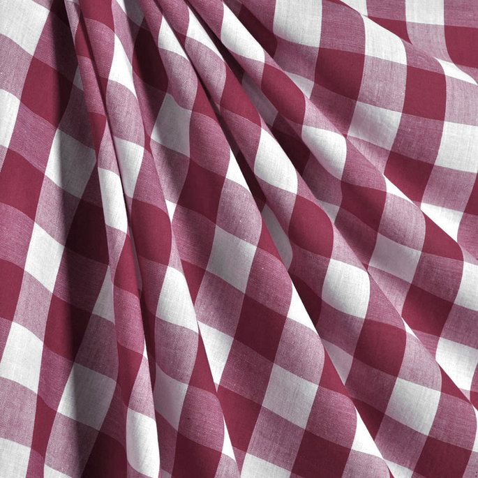 1" Burgundy Gingham Fabric image 2 of 2