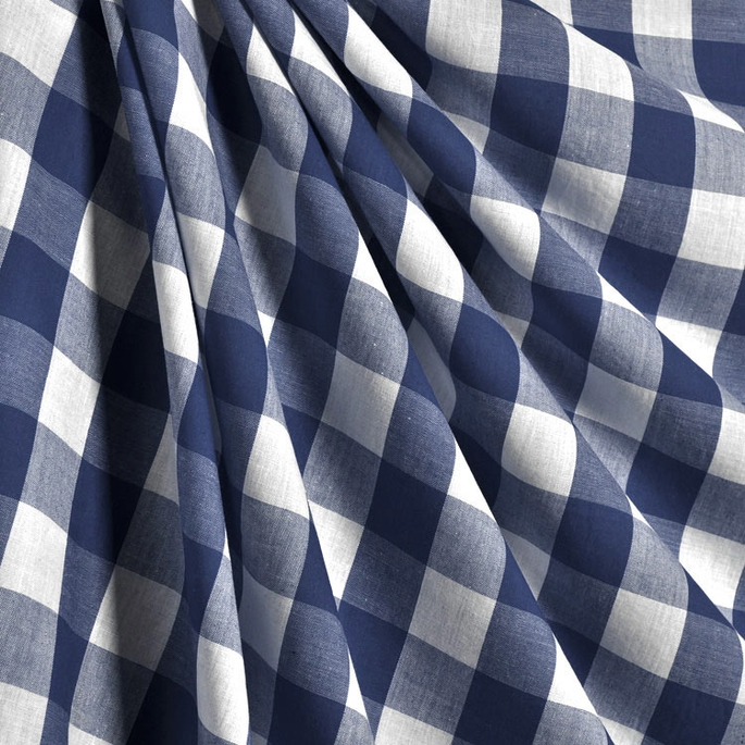 1" Navy Blue Gingham Fabric image 2 of 2