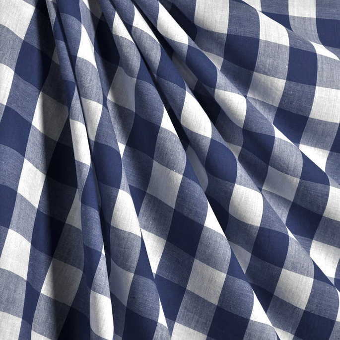 1" Navy Blue Gingham Fabric image 2 of 2