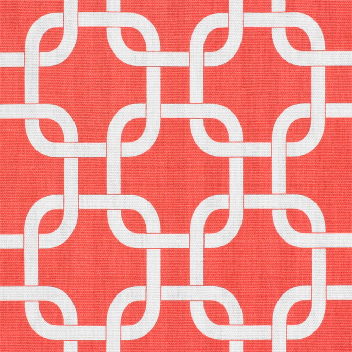 Premier Prints Gotcha Coral/White Canvas Fabric image 2 of 5