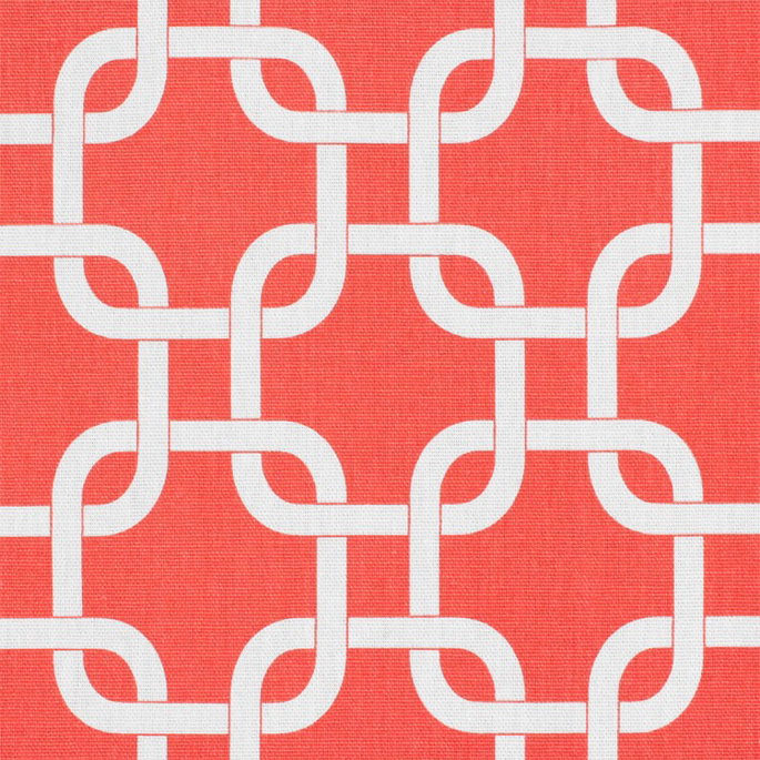Premier Prints Gotcha Coral/White Canvas Fabric image 2 of 5