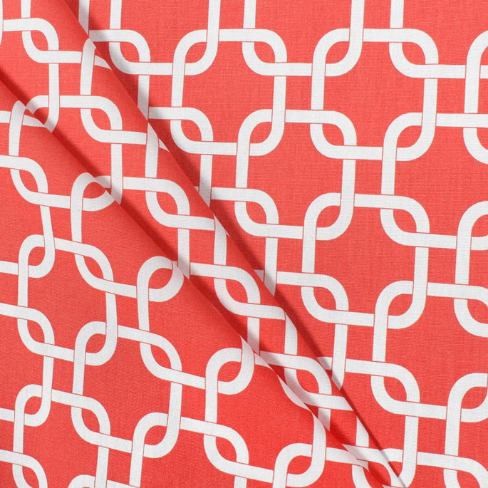 Premier Prints Gotcha Coral/White Canvas Fabric image 3 of 5