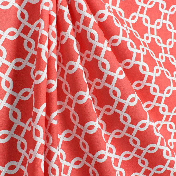 Premier Prints Gotcha Coral/White Canvas Fabric image 4 of 5