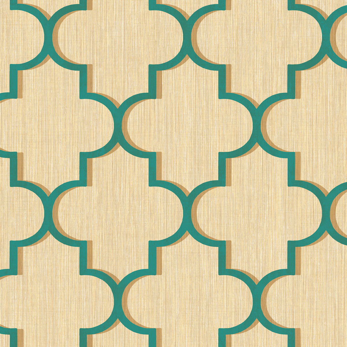 Seabrook Designs Agate Ogee Metallic Teal & Gold Wallpaper