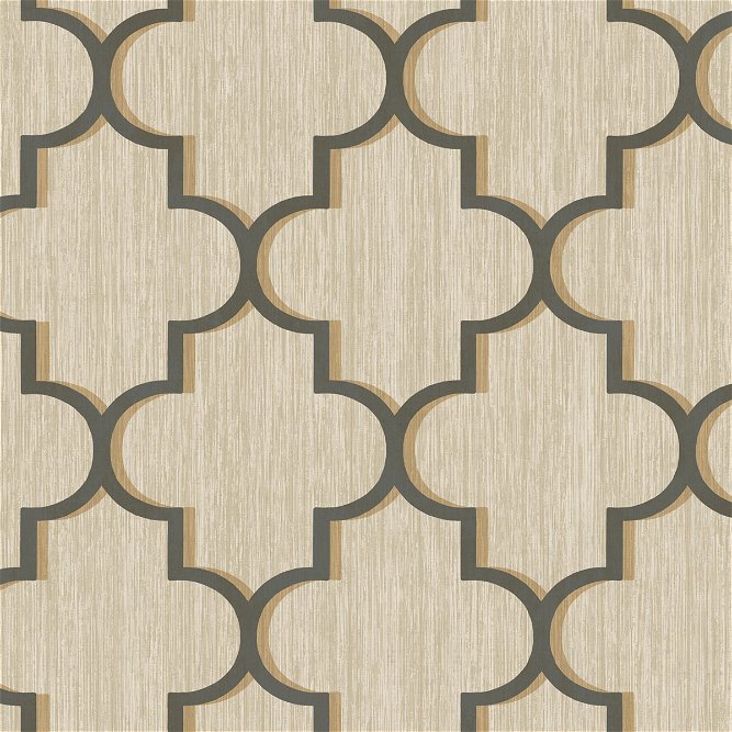 Seabrook Designs Agate Ogee Metallic Charcoal &amp; Gold Wallpaper