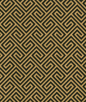 Seabrook Designs Quartz Greek Key Ebony Glitter & Gold Wallpaper