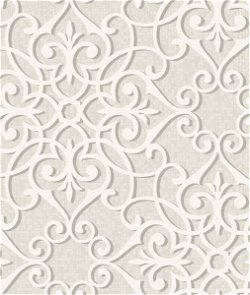 Seabrook Designs Jasper Ironwork Metallic Silver & White Wallpaper