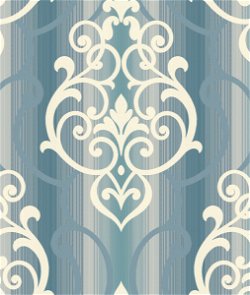 Seabrook Designs Feldspar Damask White Glitter & Blue Wallpaper